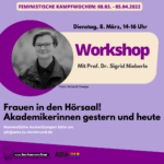 Feministische Kampfwochen 2022: Workshop mit Prof. Dr. Sigrid Nieberle